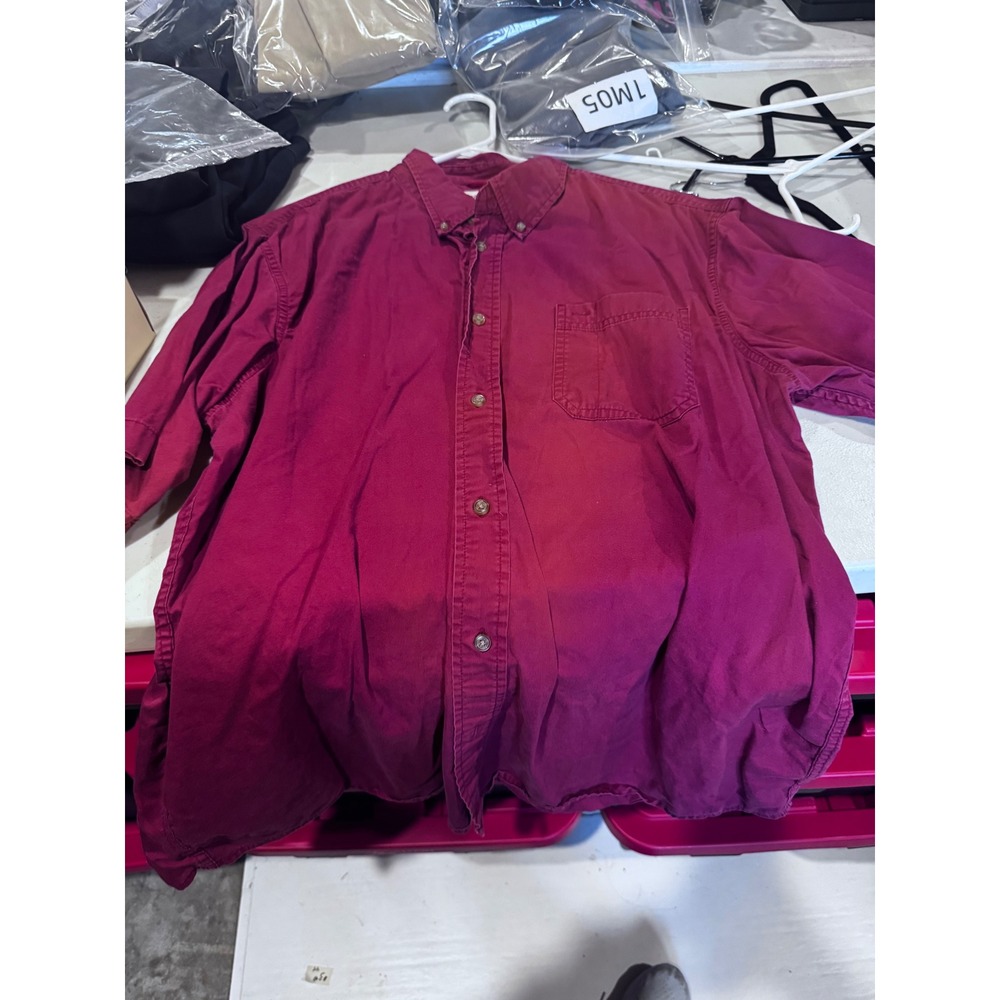 Wrangler Authentics Mens 2XT Burgundy Maroon Short Sleeve Cotton Button Down